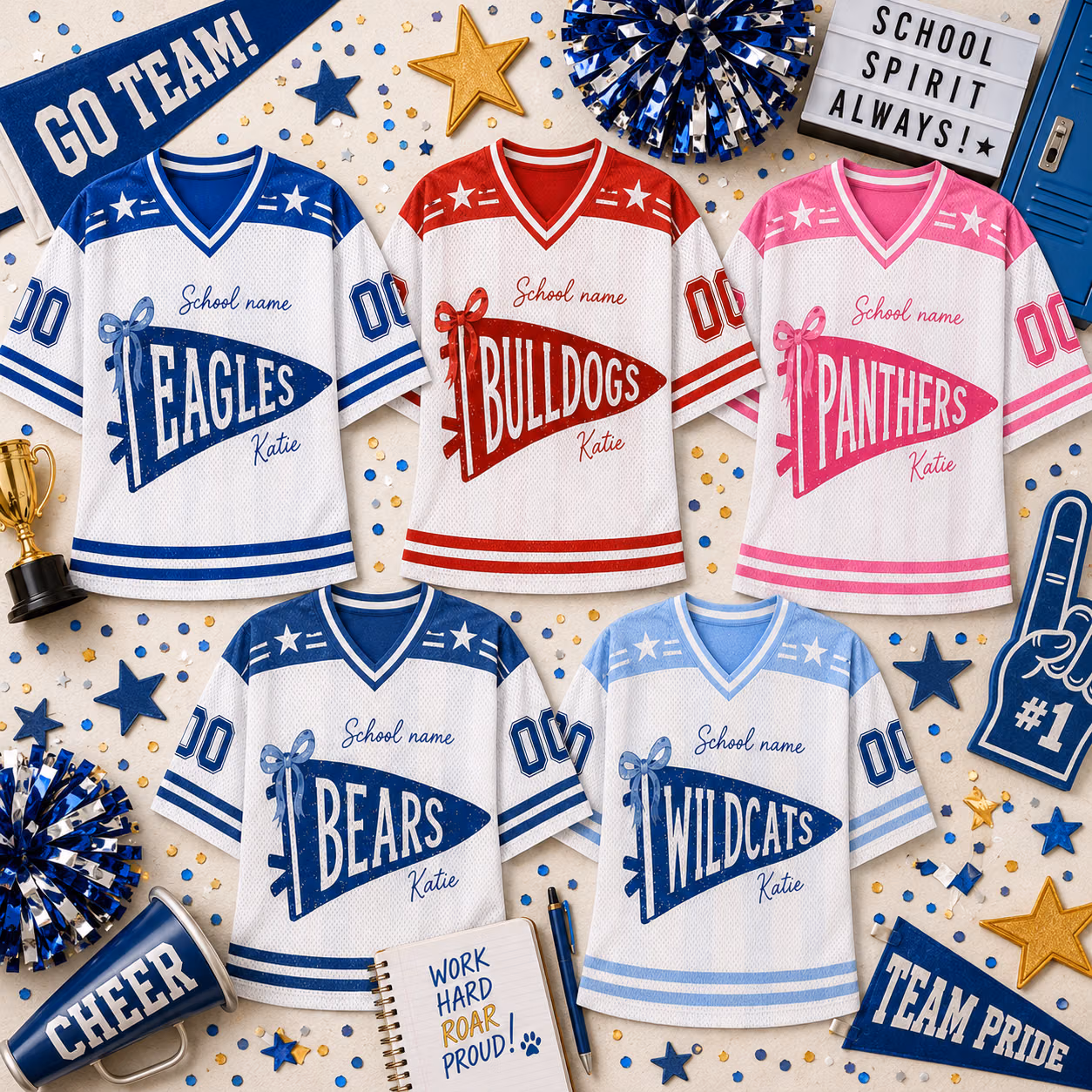 Custom College Football Jersey - Personalized Bow Pennant School Shirt