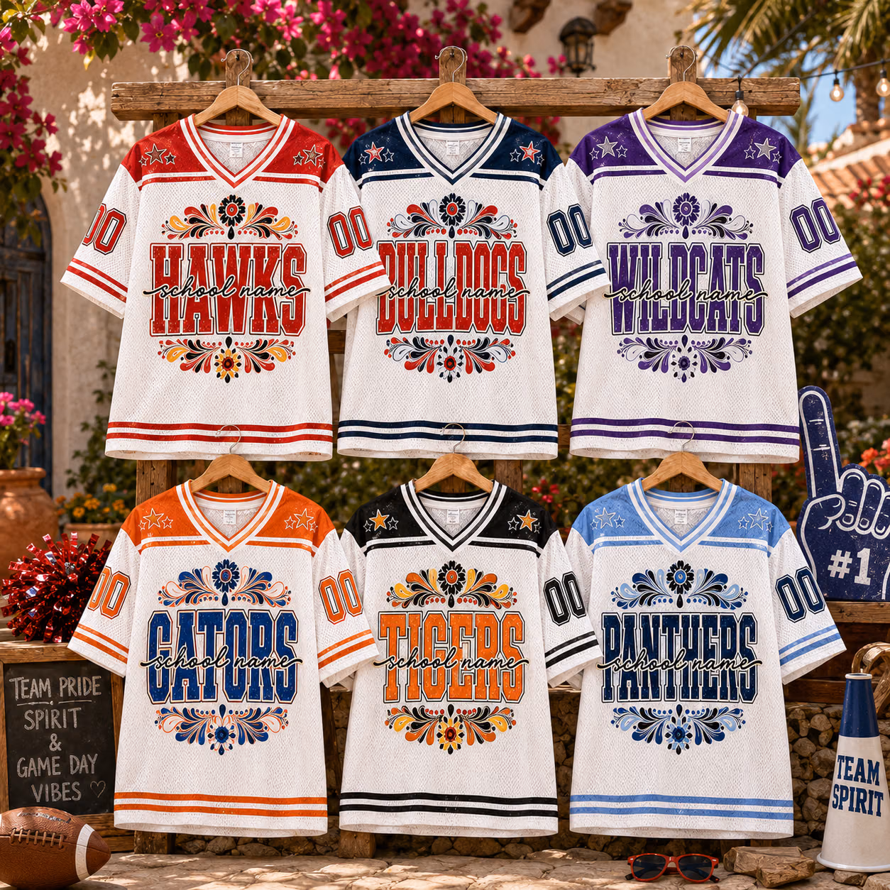 Custom College Football Jersey - Personalized Folk Floral School Shirt
