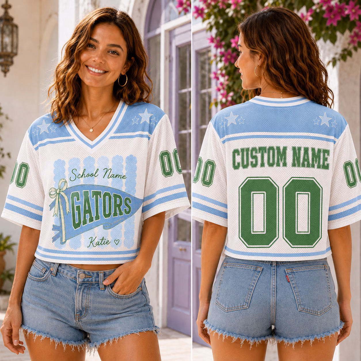 Custom College Football Jersey - Personalized Pastel Bow Pennant Shirt 10 Custom College Football Jersey - Personalized Pastel Bow Pennant Shirt - Image 10