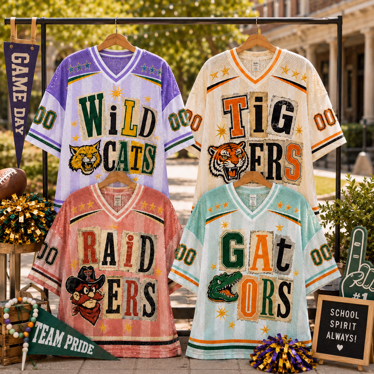 Custom College Football Jersey - Personalized Patchwork Mascot Shirt