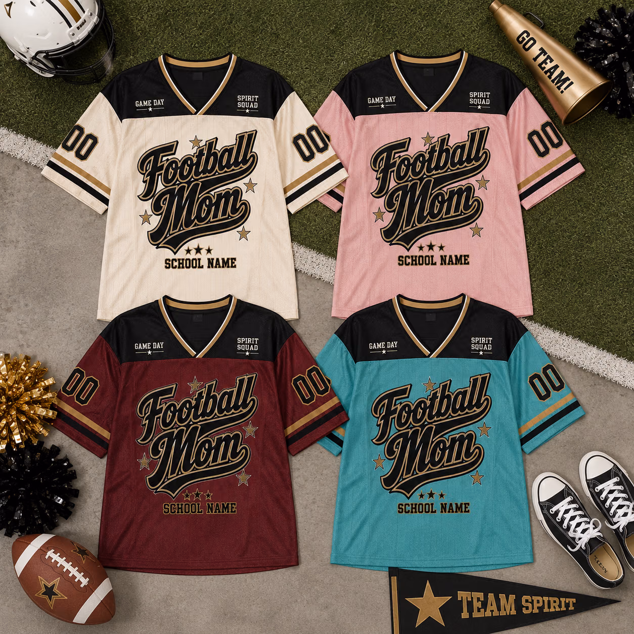 Custom College Football Mom Shirt - Personalized School Name Jersey