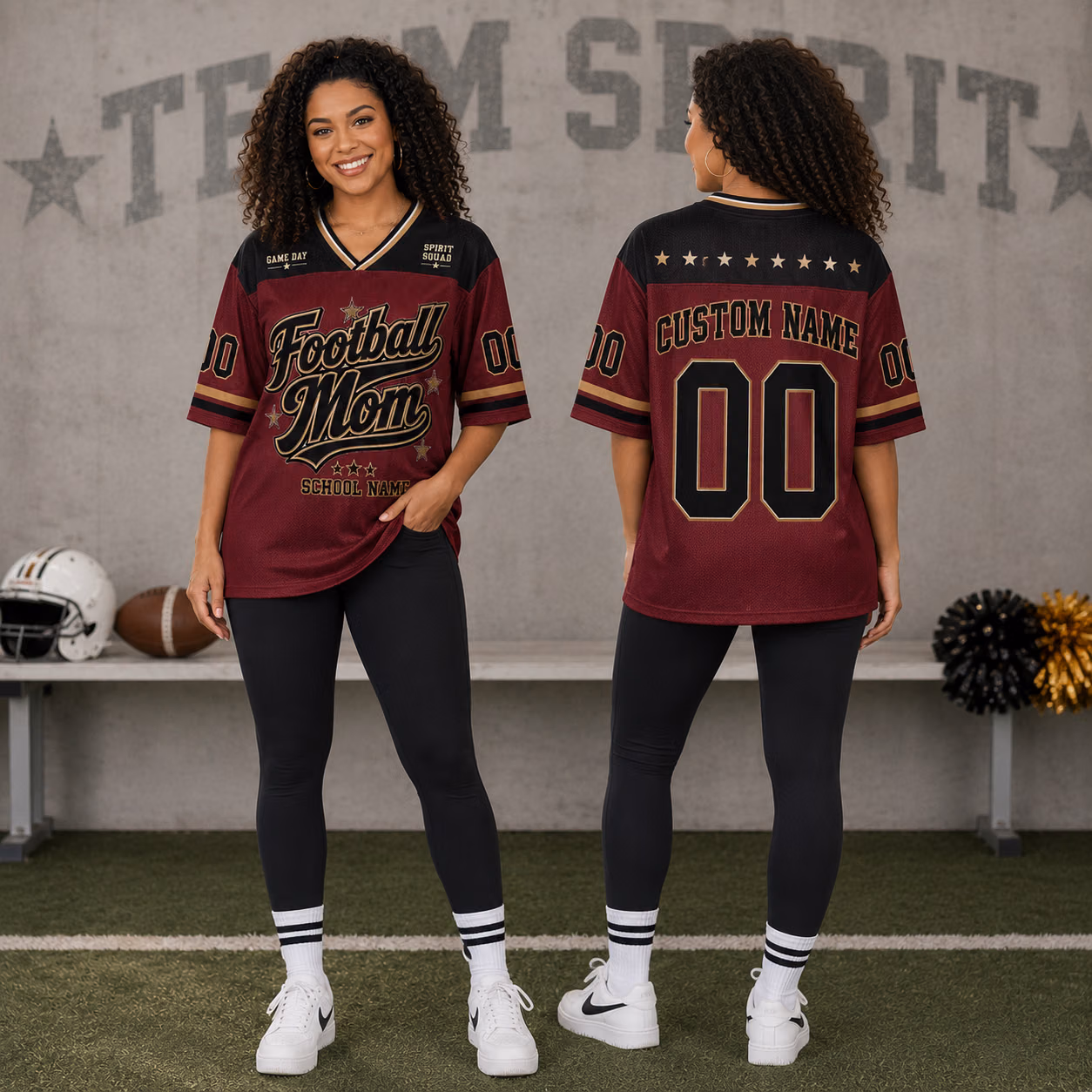 Custom College Football Mom Shirt - Personalized School Name Jersey