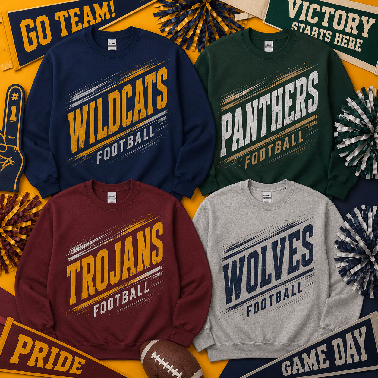 Custom College Sweatshirt - Personalized Football Mascot Crewneck