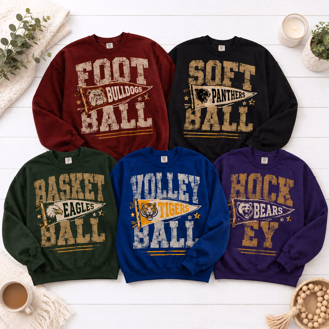 Custom College Sweatshirt - Vintage Sport Mascot Game Day Crewneck