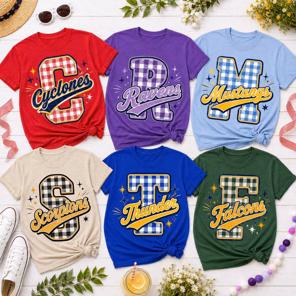 custom college t shirt checkered mascot monogram spirit grap 6a577688