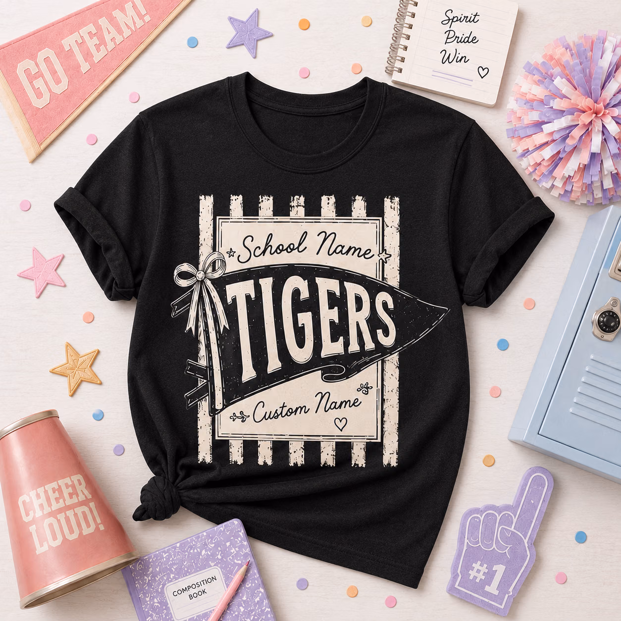 Custom College T-Shirt - Pennant Stripe Mascot Game Day Graphic Tee 8 Custom College T-Shirt - Pennant Stripe Mascot Game Day Graphic Tee - Image 8