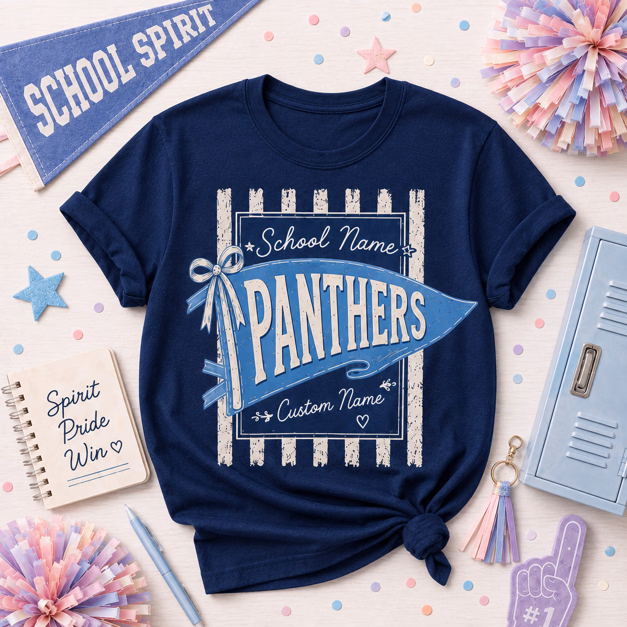 Custom College T-Shirt - Pennant Stripe Mascot Game Day Graphic Tee 4 Custom College T-Shirt - Pennant Stripe Mascot Game Day Graphic Tee - Image 4