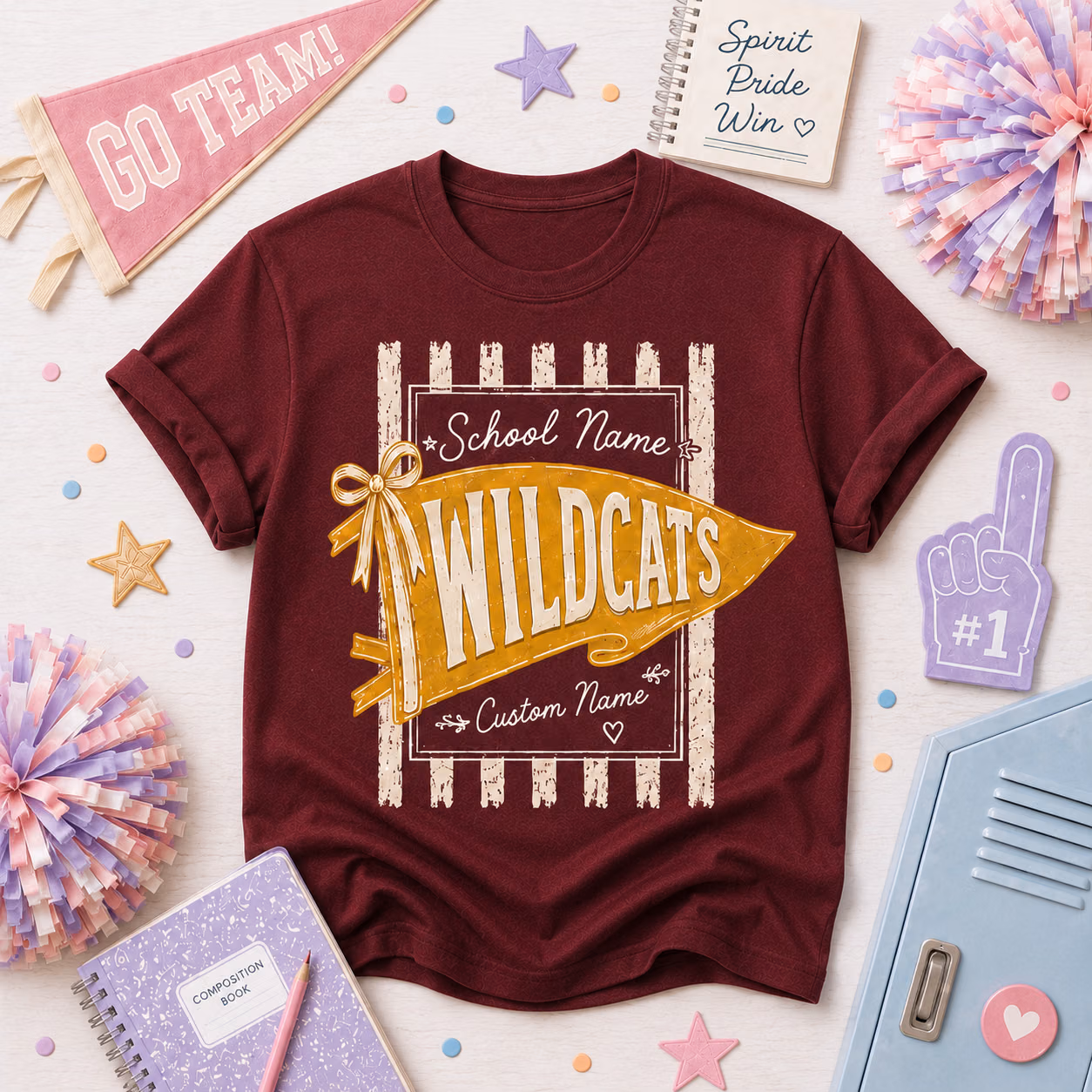 Custom College T-Shirt - Pennant Stripe Mascot Game Day Graphic Tee 6 Custom College T-Shirt - Pennant Stripe Mascot Game Day Graphic Tee - Image 6