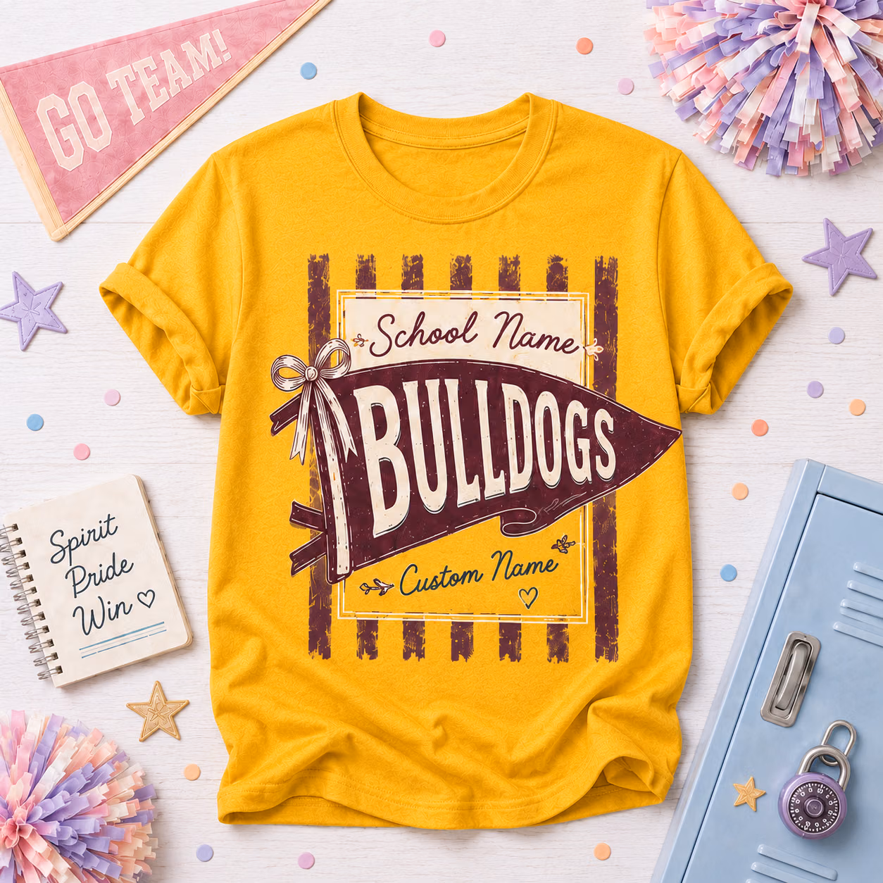 Custom College T-Shirt - Pennant Stripe Mascot Game Day Graphic Tee 9 Custom College T-Shirt - Pennant Stripe Mascot Game Day Graphic Tee - Image 9