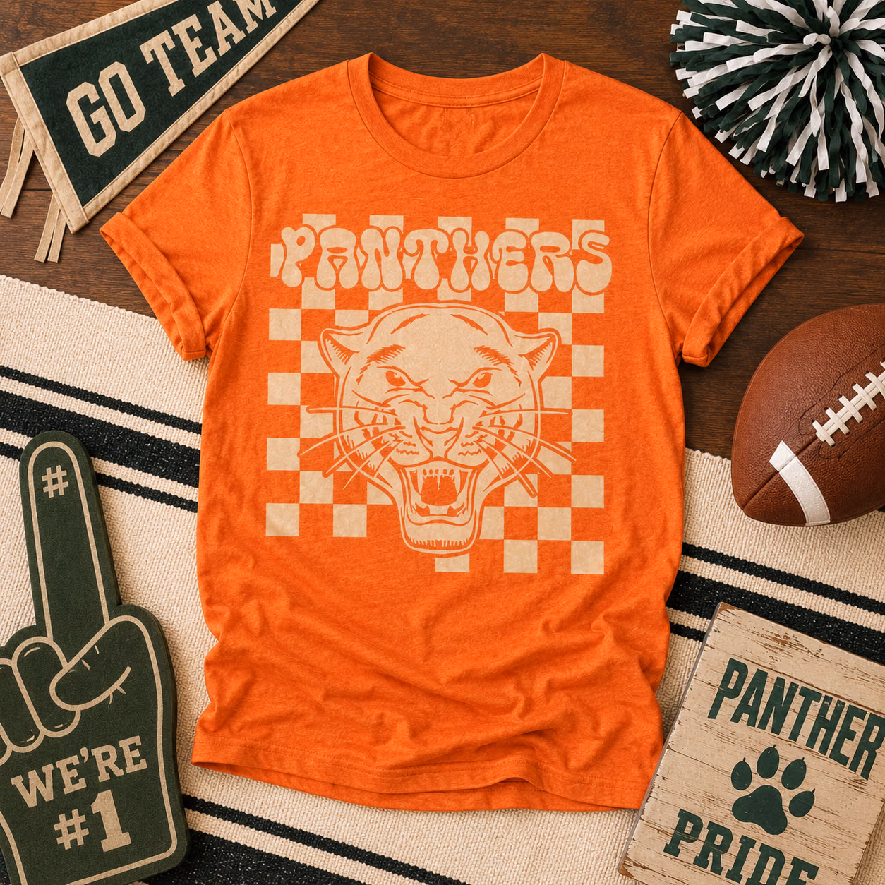 Custom College T-Shirt - Retro Checkered School Mascot Game Tee 5 Custom College T-Shirt - Retro Checkered School Mascot Game Tee - Image 5
