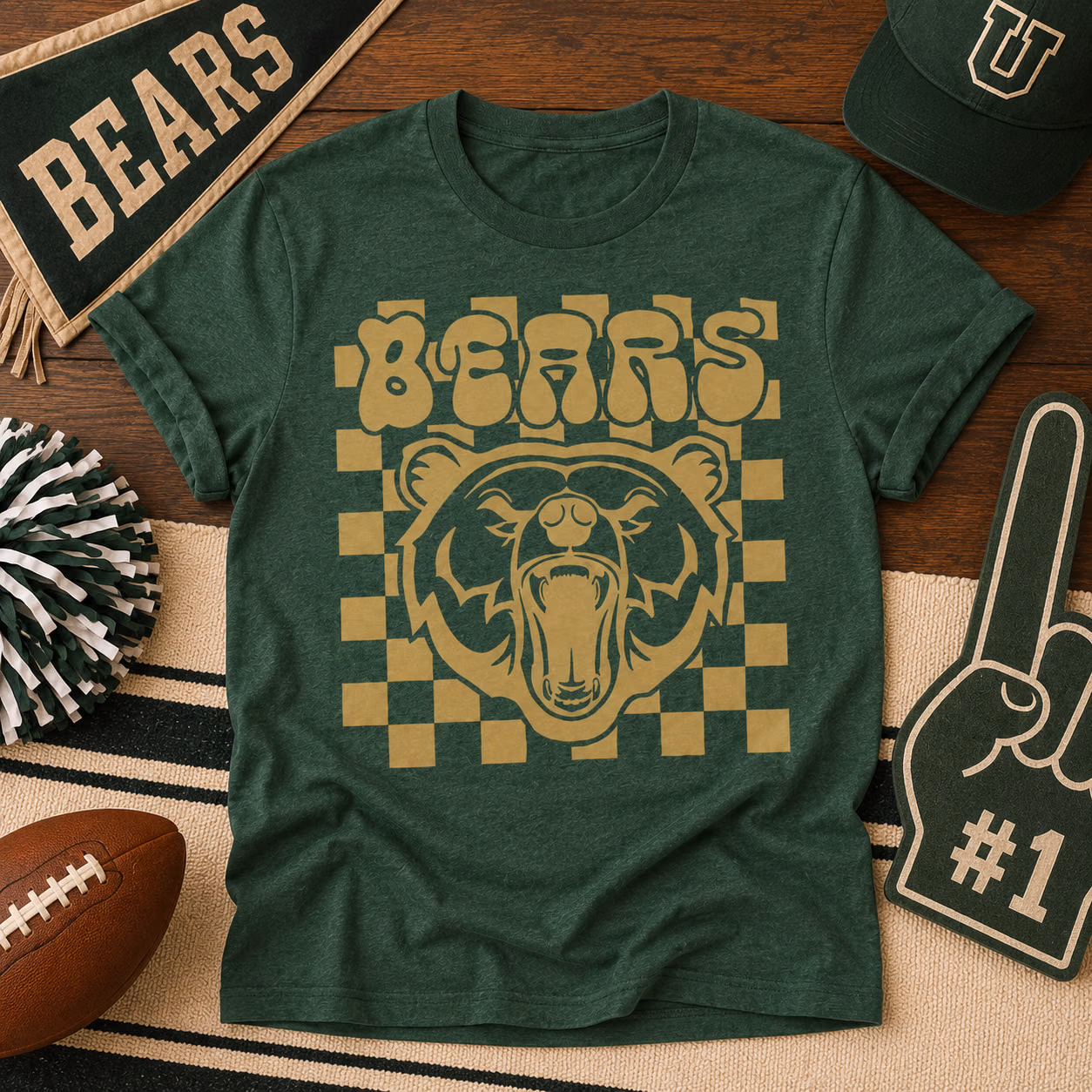 Custom College T-Shirt - Retro Checkered School Mascot Game Tee 7 Custom College T-Shirt - Retro Checkered School Mascot Game Tee - Image 7