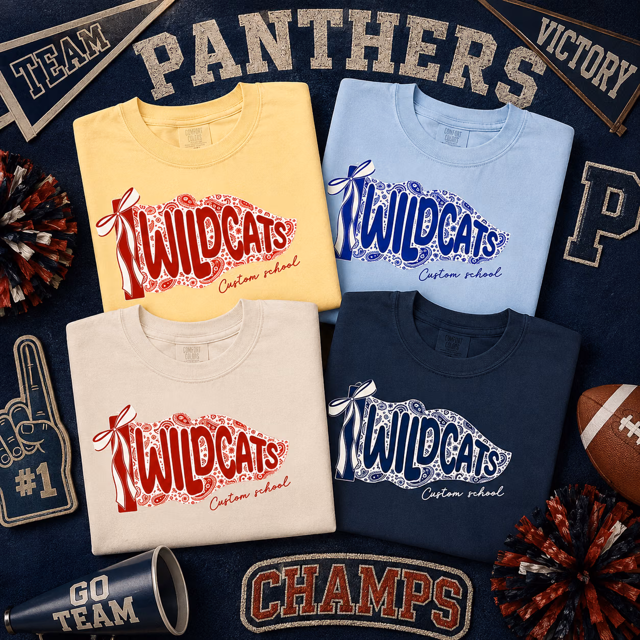 Cool Custom College T-Shirt - Trendy Paisley Mascot Game Day Outfit