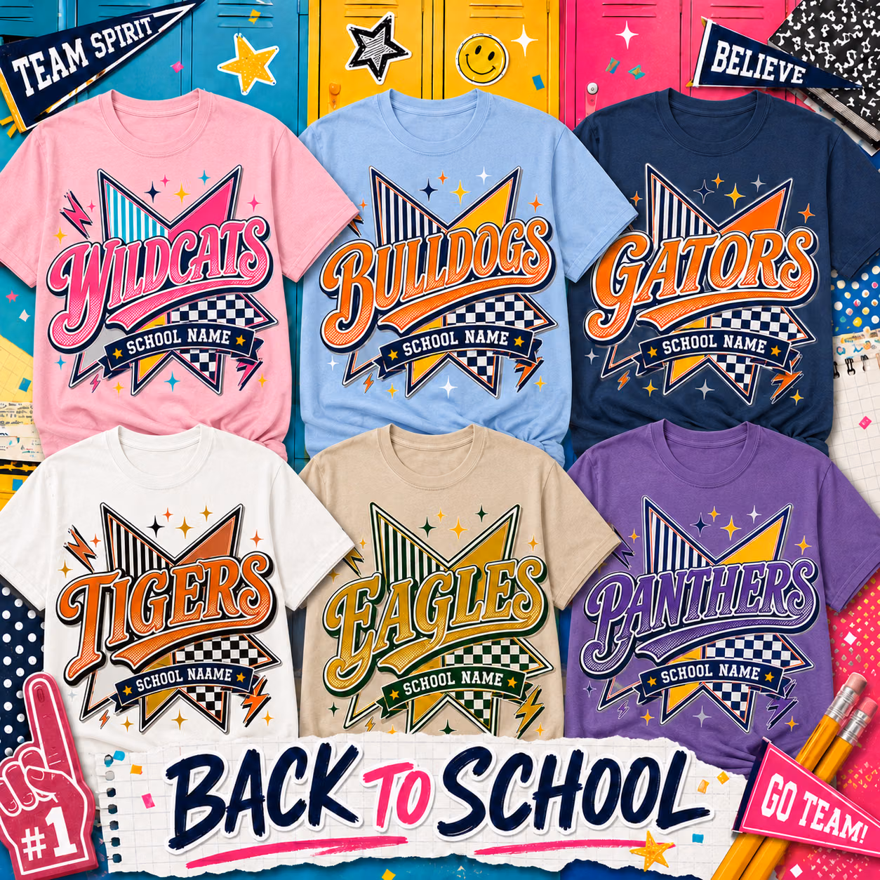 Custom College T-Shirt - Retro Stars and Stripes Mascot Tee