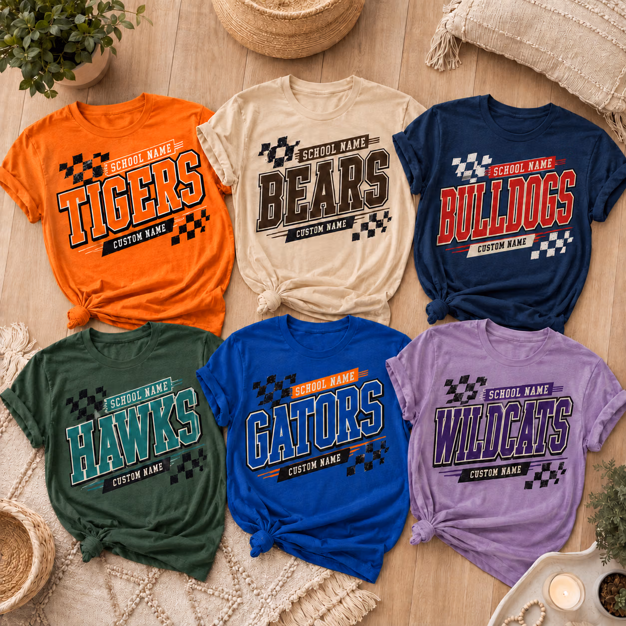 custom college t shirt vintage checkered mascot school tee 1ab2fefa