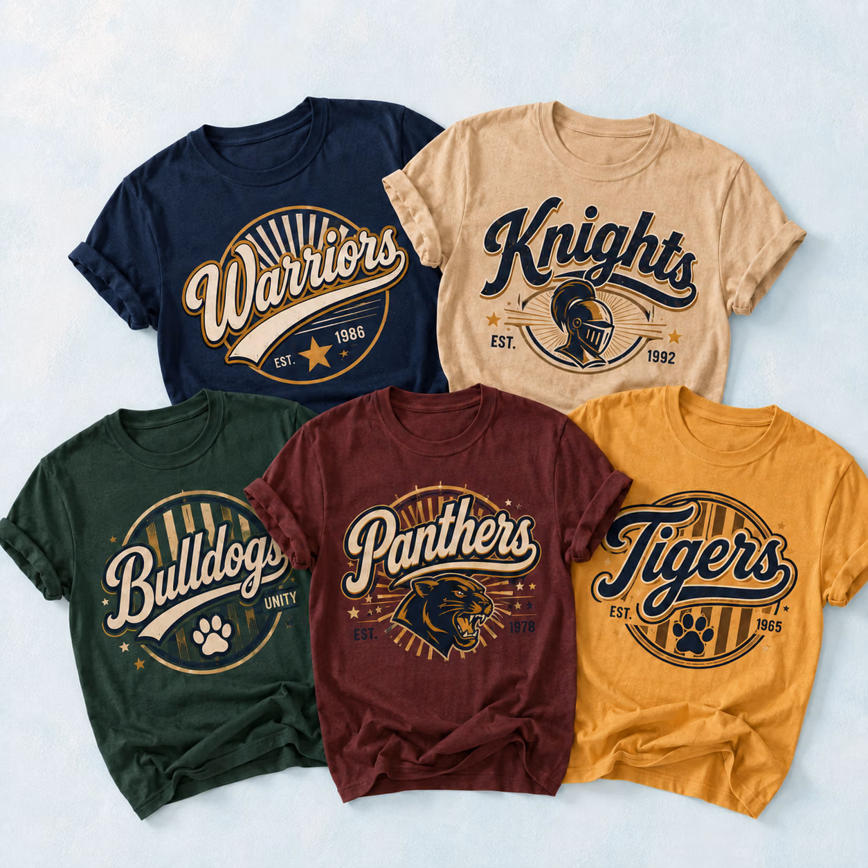 Custom College T-Shirt - Vintage Circular Mascot School Spirit Tee