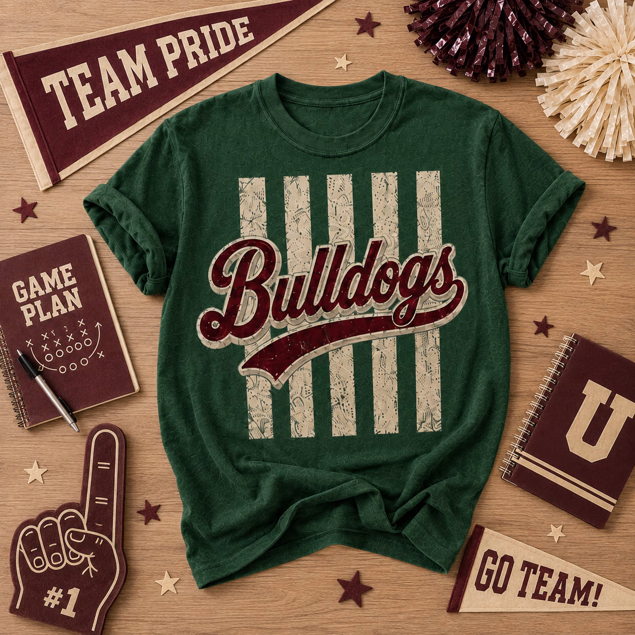Custom College T-Shirt - Vintage Striped Mascot School Spirit Tee 6 Custom College T-Shirt - Vintage Striped Mascot School Spirit Tee - Image 6