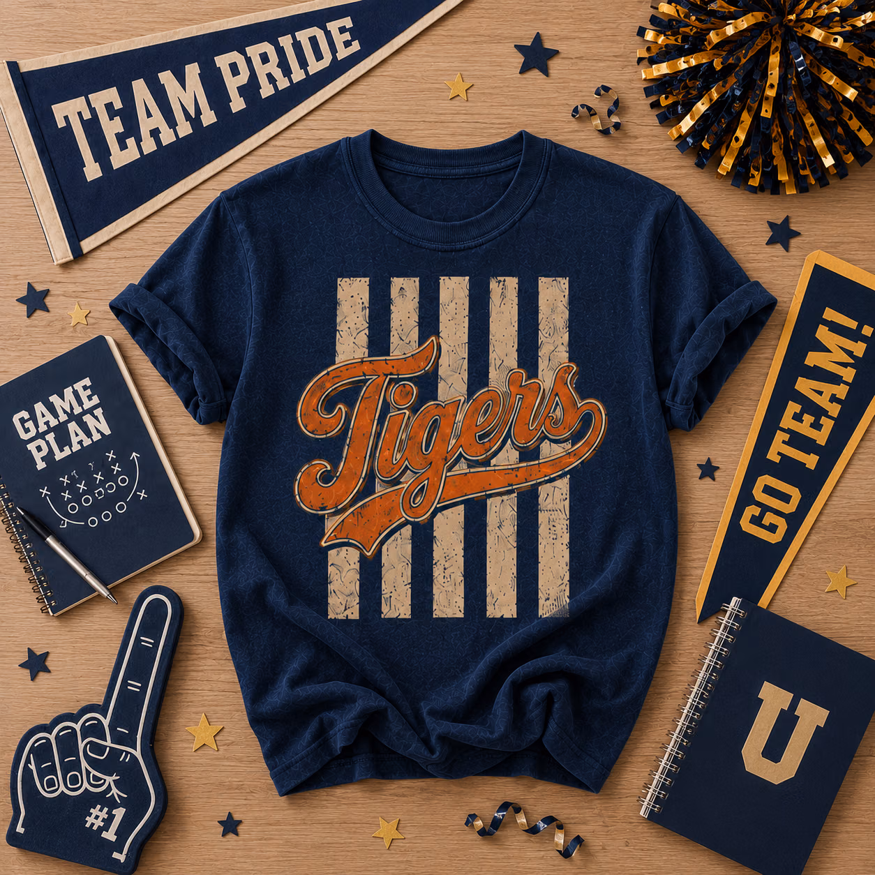 Custom College T-Shirt - Vintage Striped Mascot School Spirit Tee 4 Custom College T-Shirt - Vintage Striped Mascot School Spirit Tee - Image 4