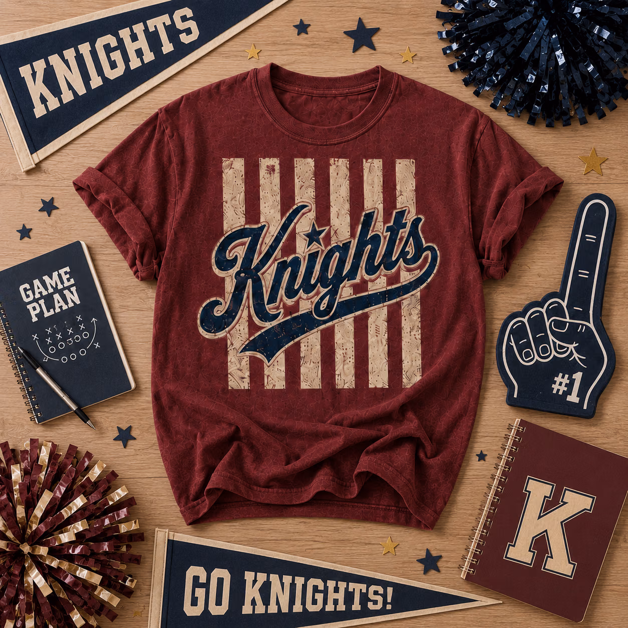 Custom College T-Shirt - Vintage Striped Mascot School Spirit Tee 7 Custom College T-Shirt - Vintage Striped Mascot School Spirit Tee - Image 7