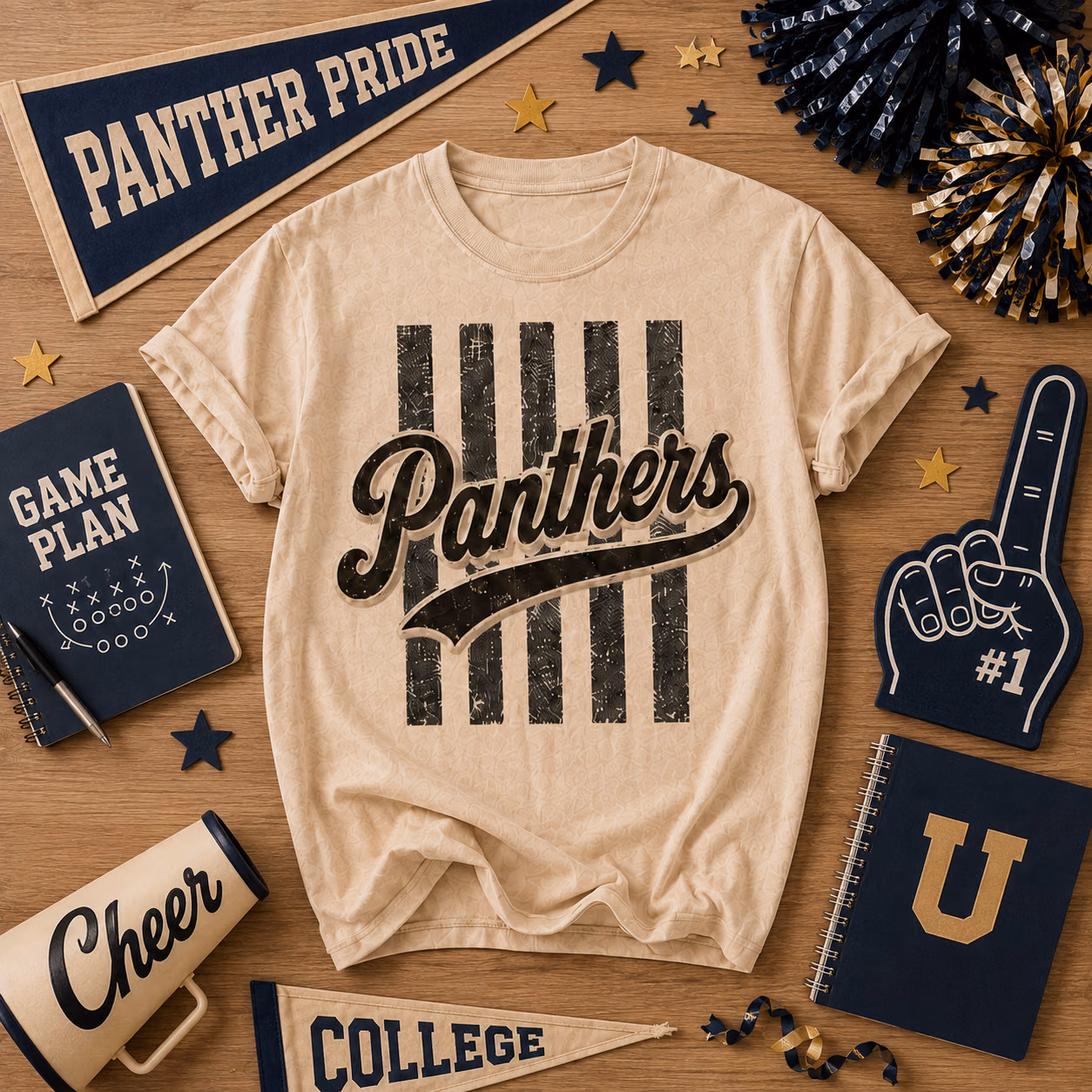 Custom College T-Shirt - Vintage Striped Mascot School Spirit Tee 5 Custom College T-Shirt - Vintage Striped Mascot School Spirit Tee - Image 5