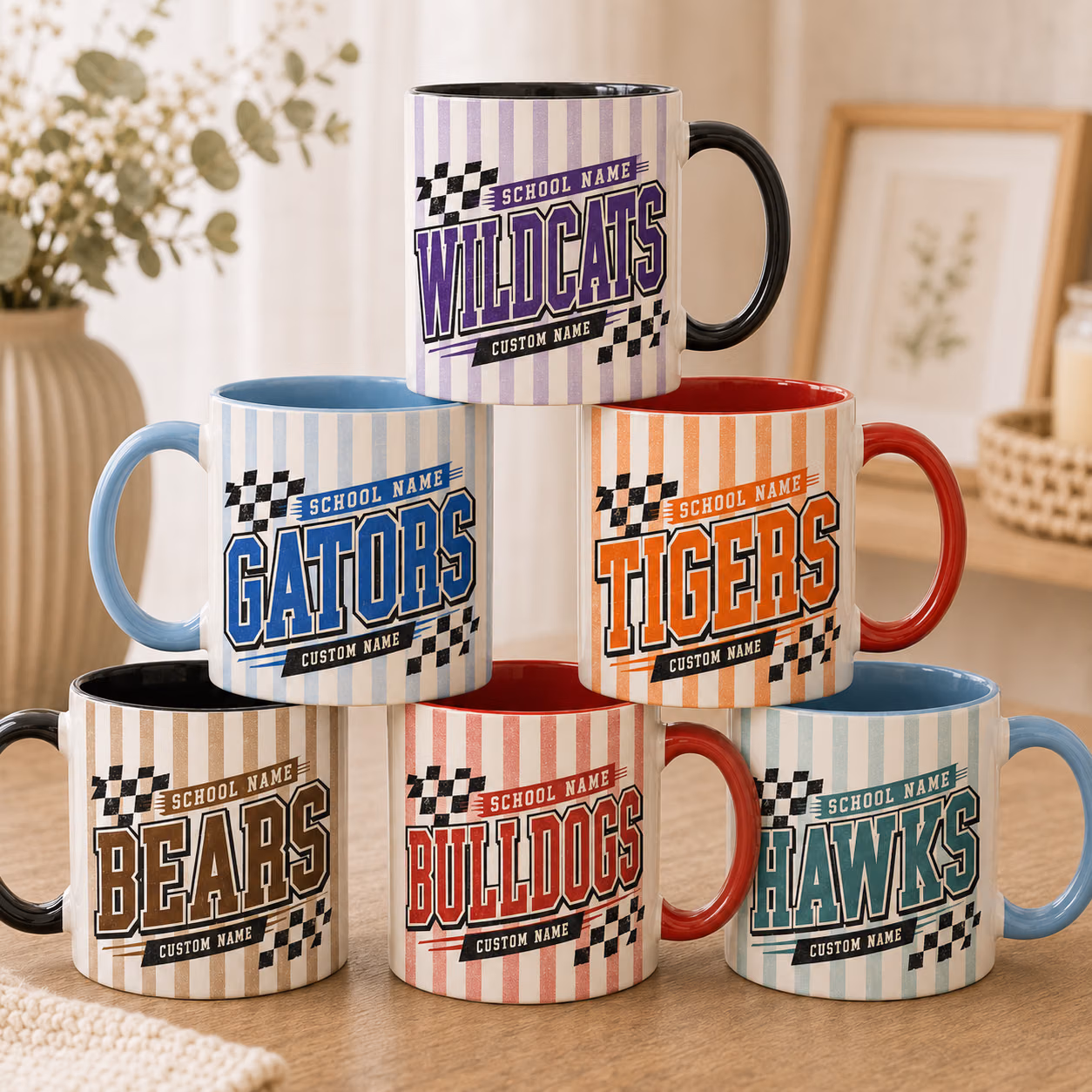 Custom College Team Accent Mug - Personalized School Name Game Day Cup