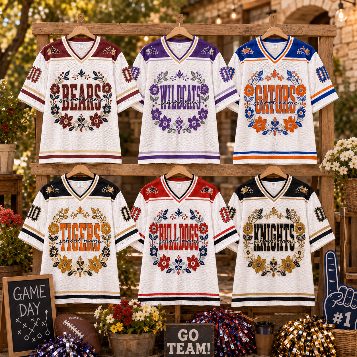 custom floral mascot football jersey personalized name and n ea53f4c9