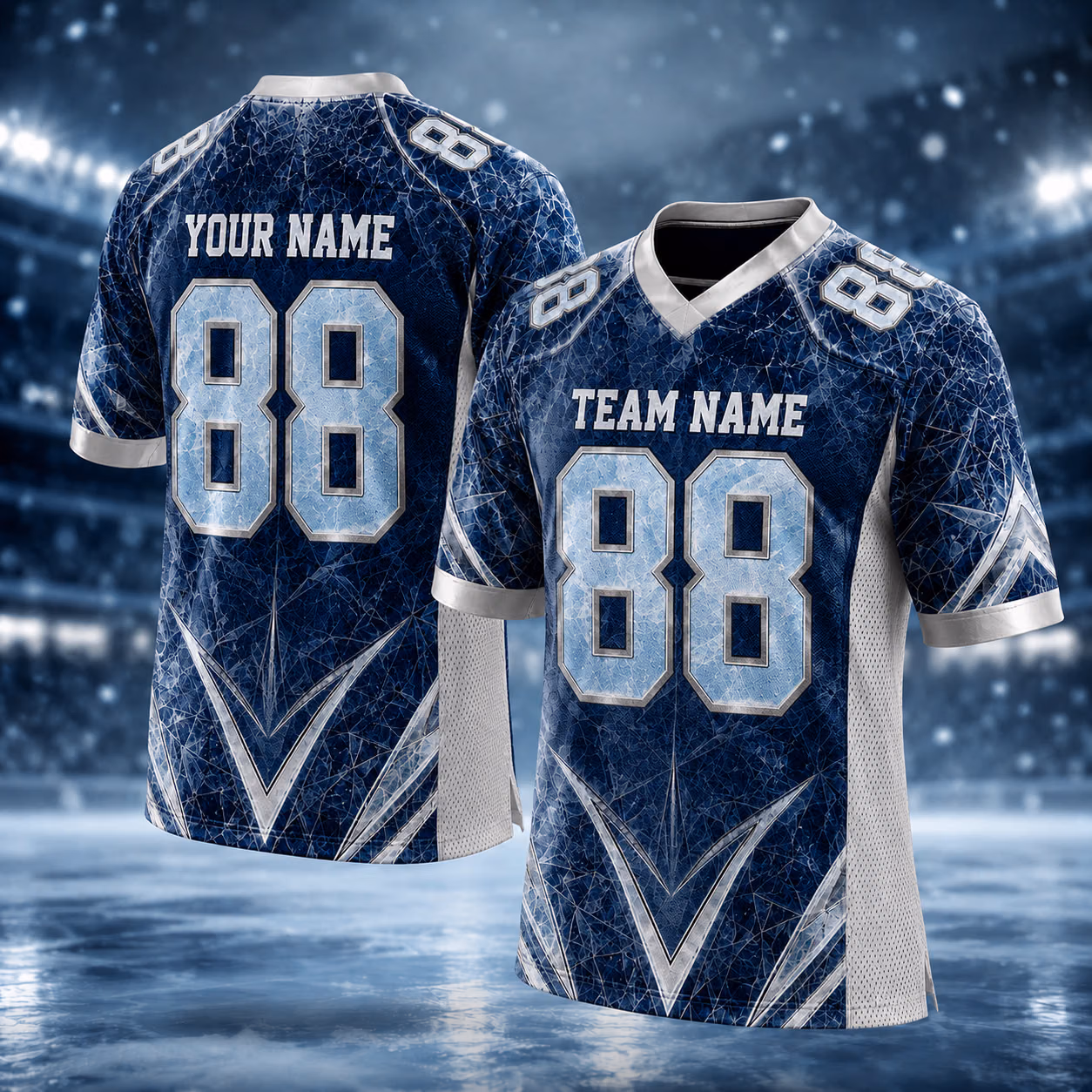 Custom Football Jersey - Frosty Ice Crack Game Day Outfit