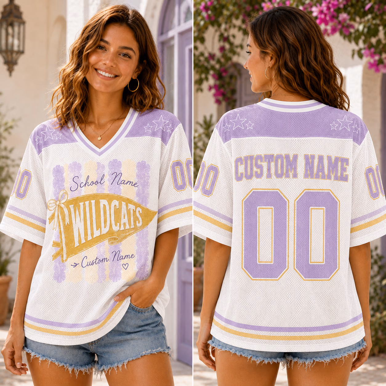 Custom College Football Jersey - Personalized Pastel Bow Pennant Shirt 5 Custom College Football Jersey - Personalized Pastel Bow Pennant Shirt - Image 5