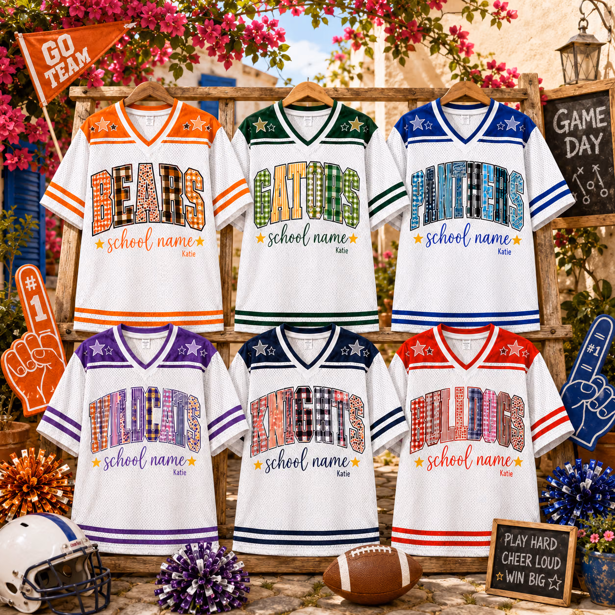custom patterned mascot football jersey personalized name an 6cb2c854