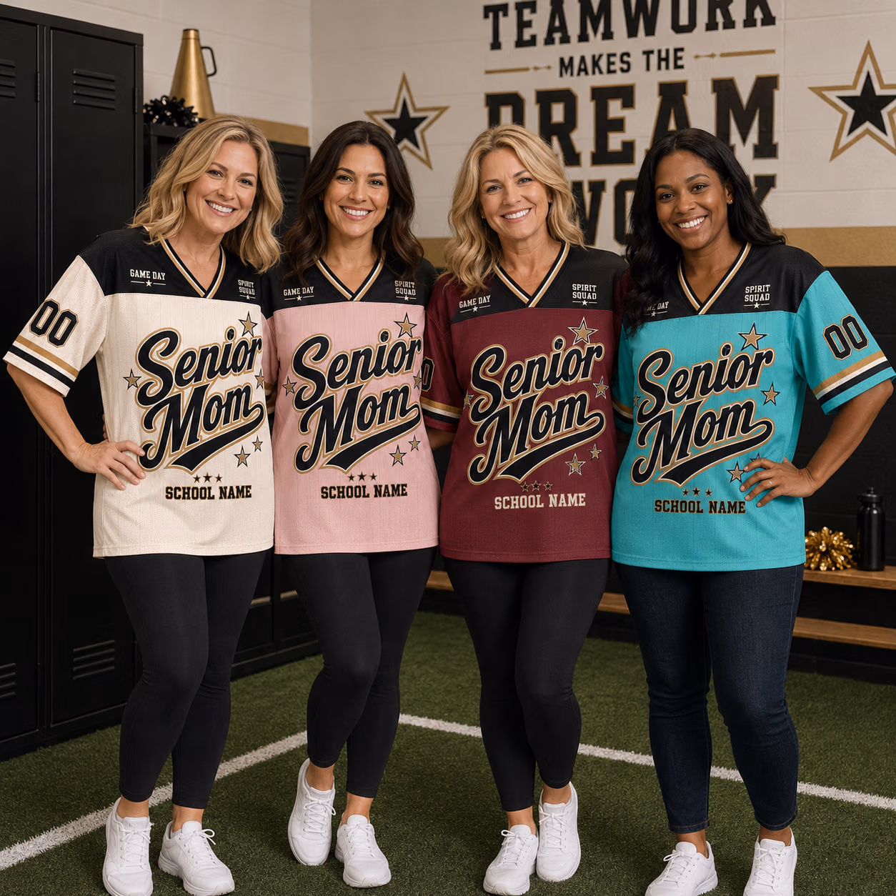Custom Senior Mom Football Jersey – Personalized School Name College Spirit Shirt