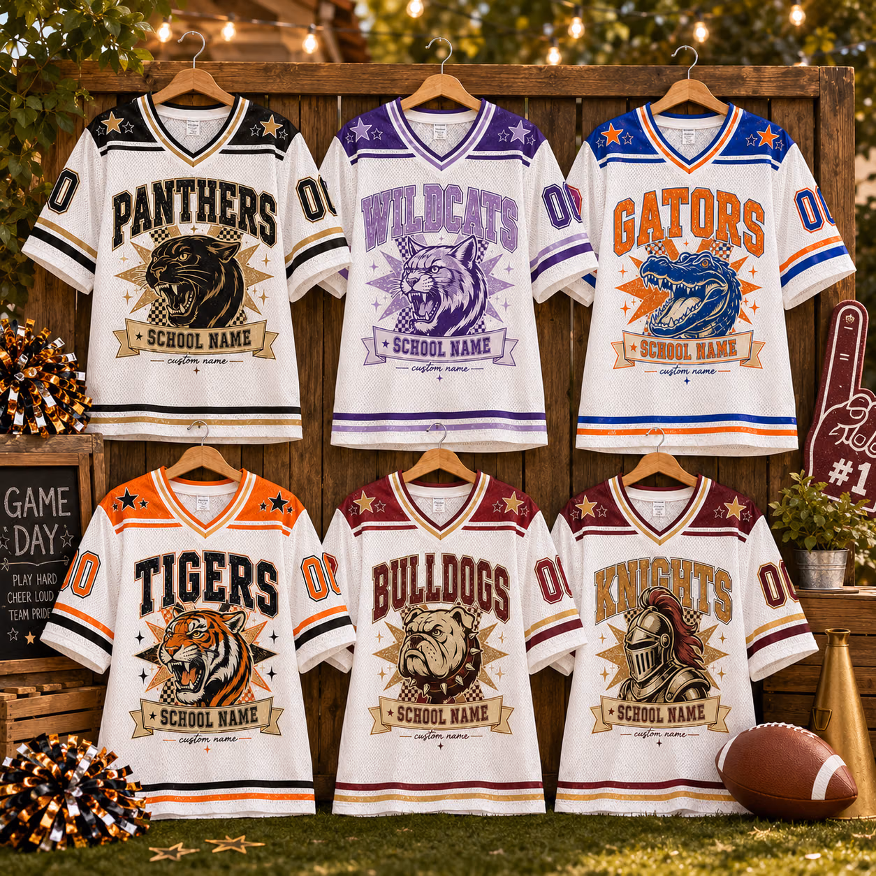 Custom Vintage Football Jersey – Personalized School Mascot Game Day Spirit Shirt