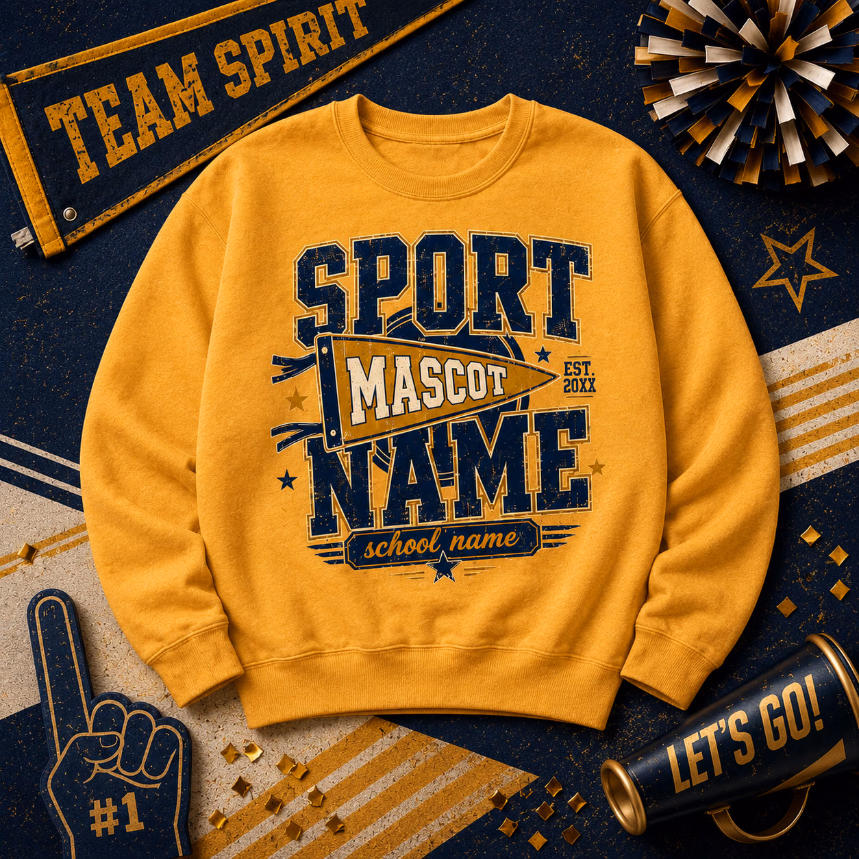 Custom Vintage College Sweater – Personalized School Mascot Sport Team Crewneck 7 Custom Vintage College Sweater – Personalized School Mascot Sport Team Crewneck - Image 7