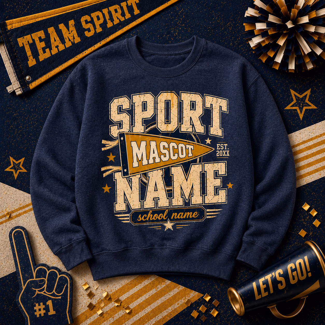 Custom Vintage College Sweater – Personalized School Mascot Sport Team Crewneck 3 Custom Vintage College Sweater – Personalized School Mascot Sport Team Crewneck - Image 3
