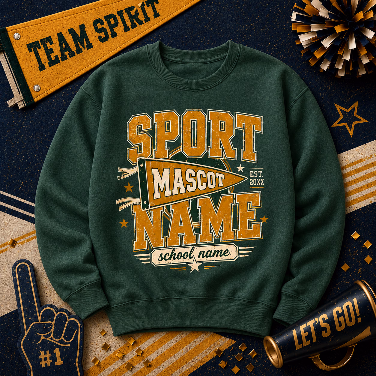Custom Vintage College Sweater – Personalized School Mascot Sport Team Crewneck 5 Custom Vintage College Sweater – Personalized School Mascot Sport Team Crewneck - Image 5