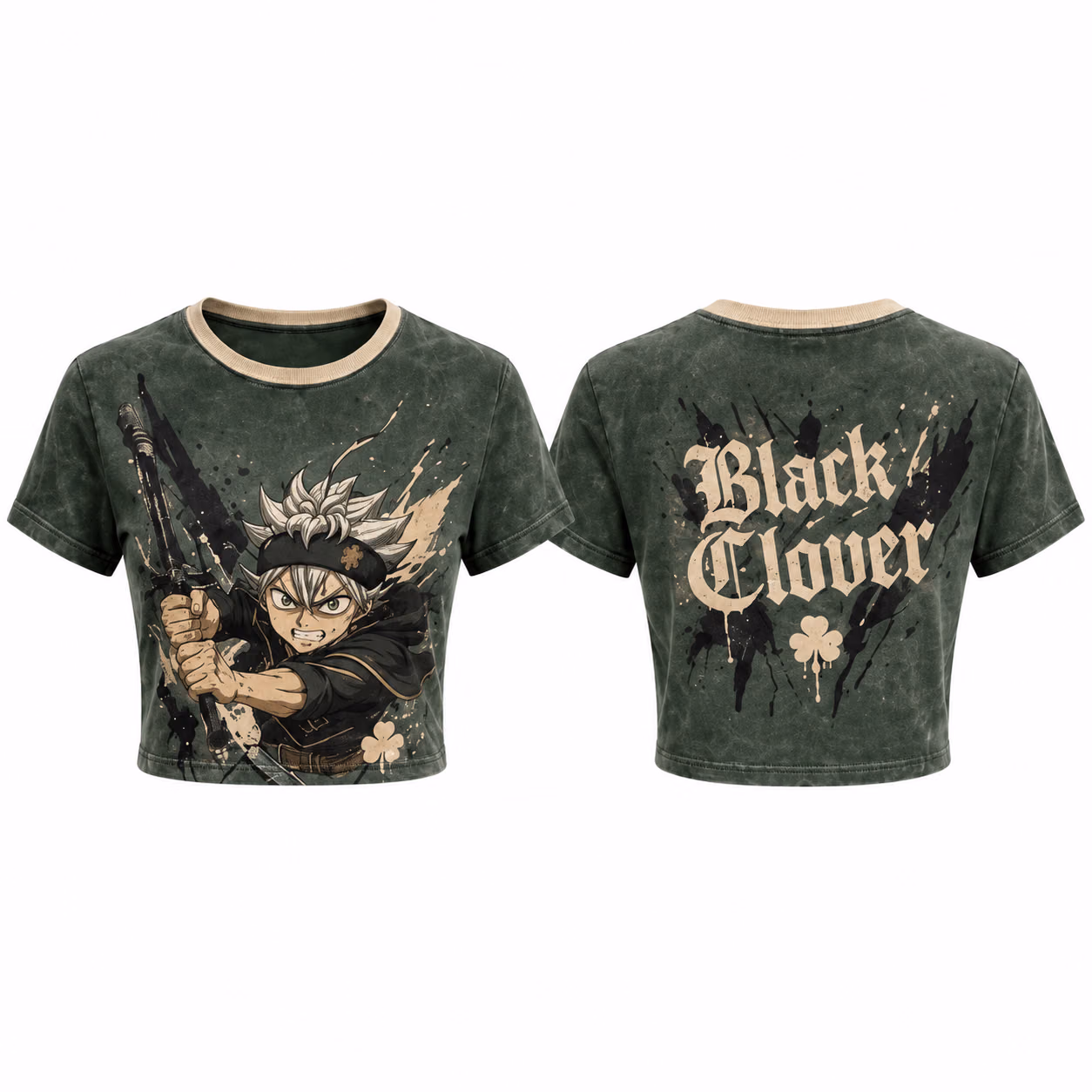Alternative view of Demon Blade Fighter Five Leaf Clover Crop top And Baggy Set Anime Clothes