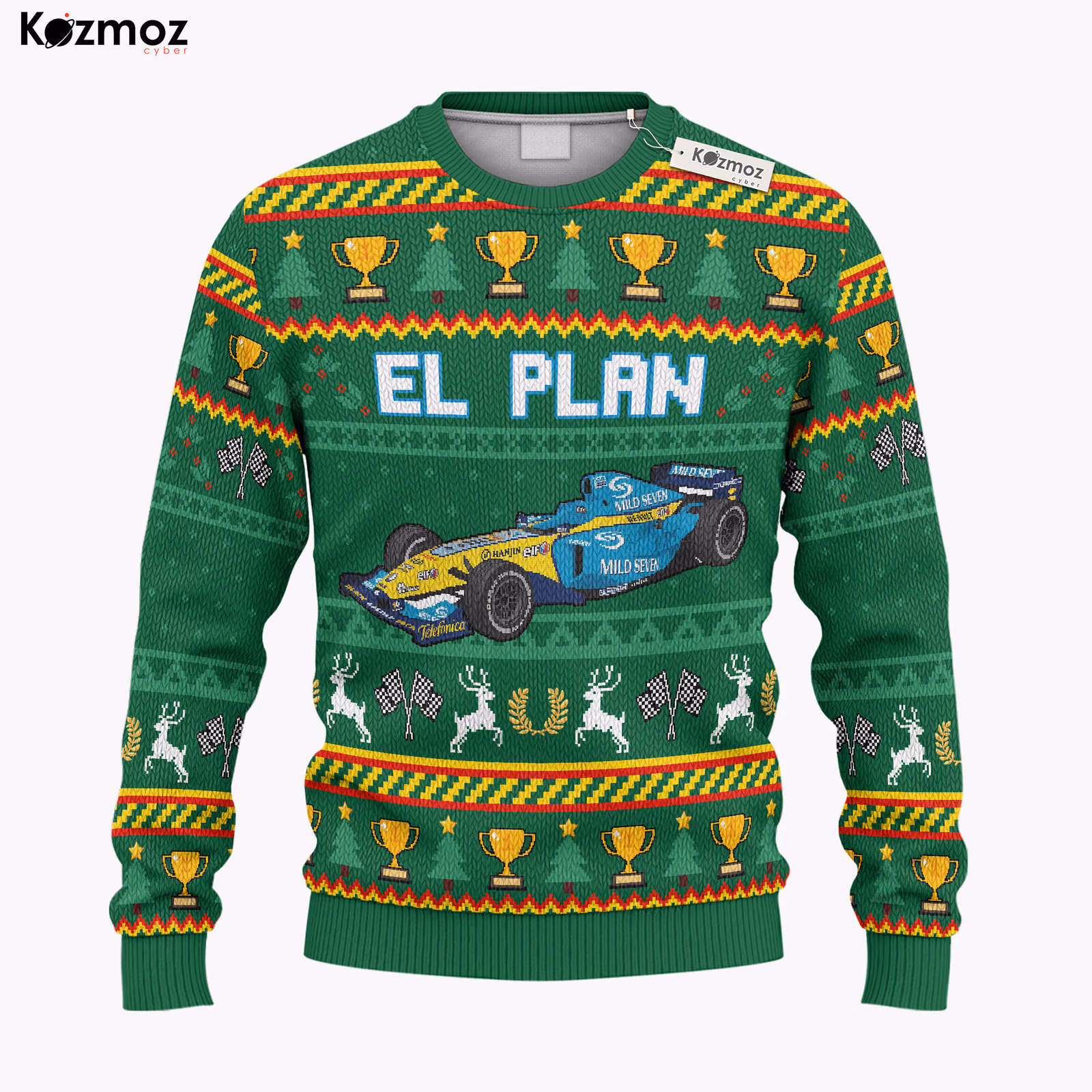 Alternative view of Fernando Alonso Ugly Christmas Sweater - Renault “El Plan” Edition Racing Holiday Sweater