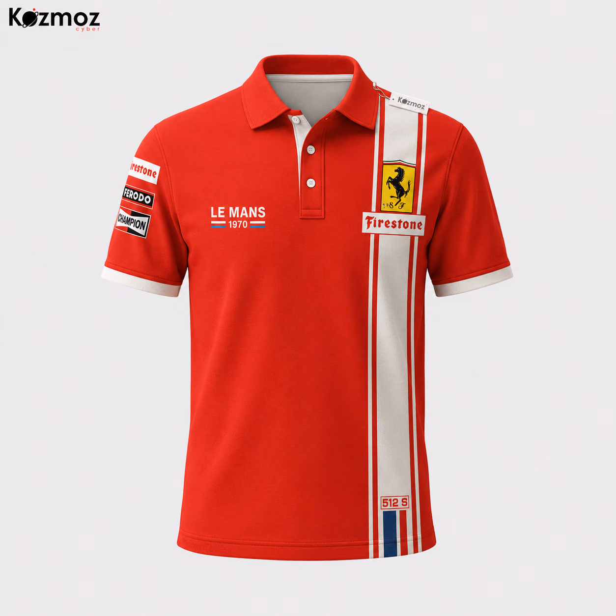 Alternative view of Ferrari 512 S #5 Le Mans 1970 Custom Polo Shirt