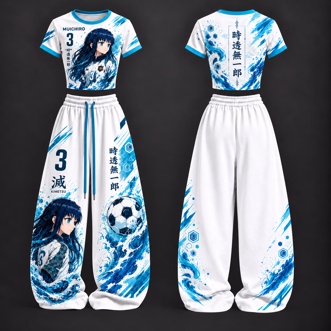 Cloud Mist Striker Elemental Blade Crop top And Baggy Set Anime Clothes