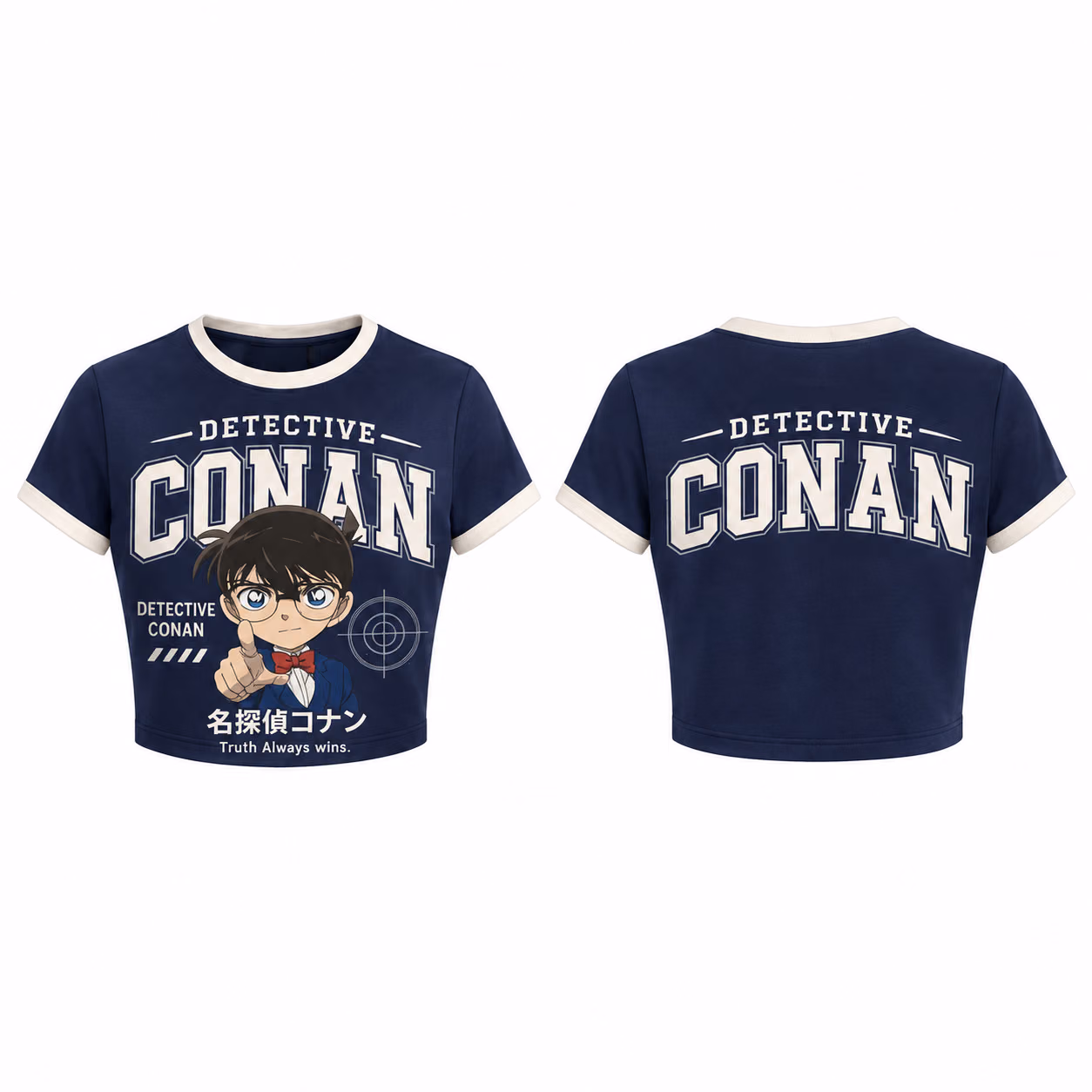 Alternative view of Glasses Boy Detective Mystery Case Files Crop top And Baggy Set Anime Clothes