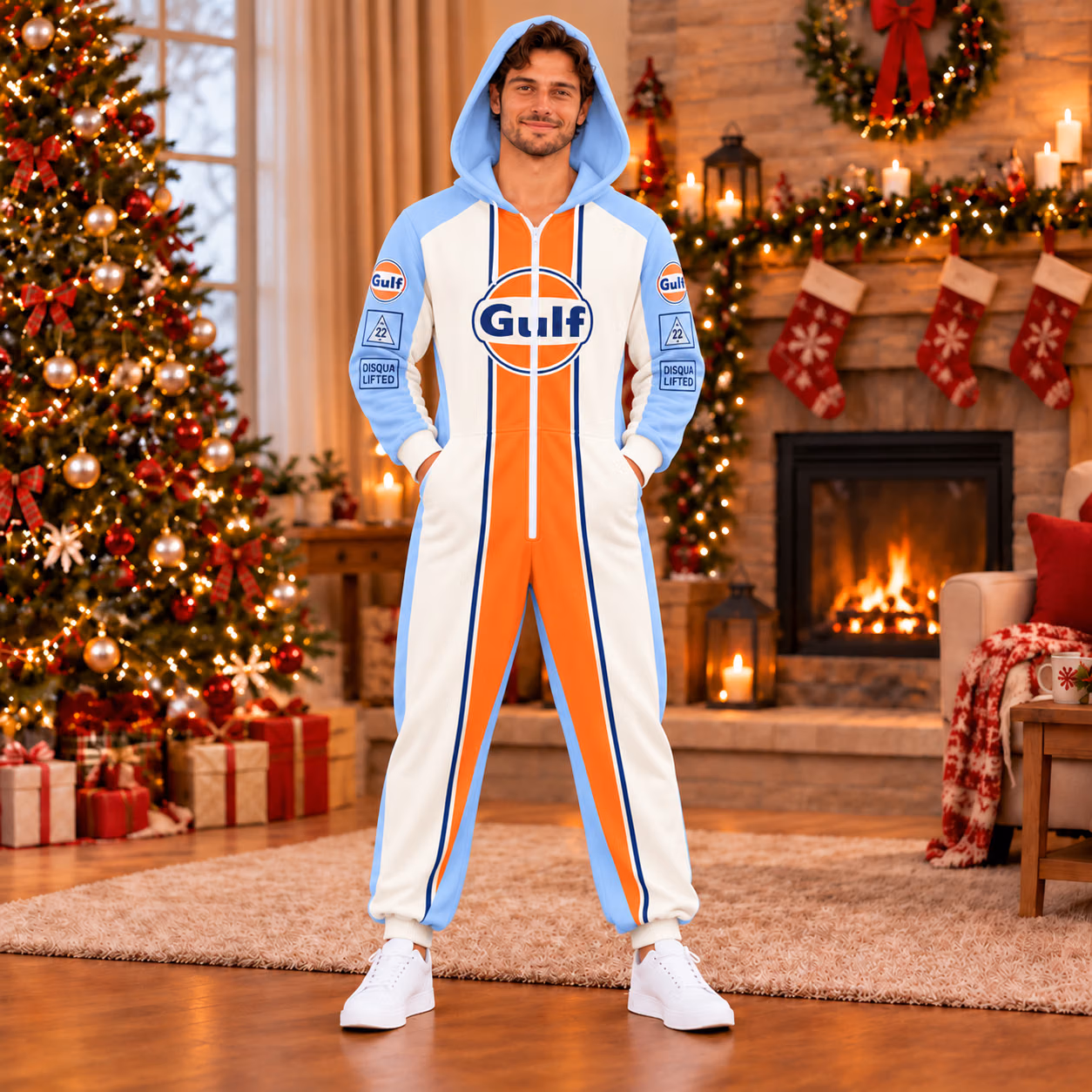 Alternative view of Gulf Racing Team 2026 Retro Livery Custom Racing Onesies Pajamas