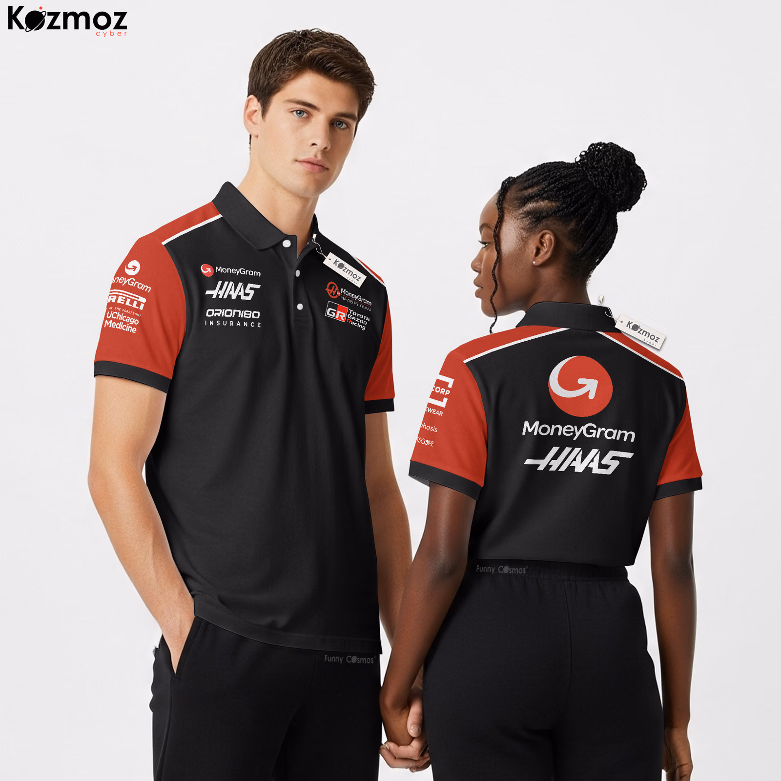 Haas x TG Racing Polo Shirt - Black Red Motorsport Team Tee