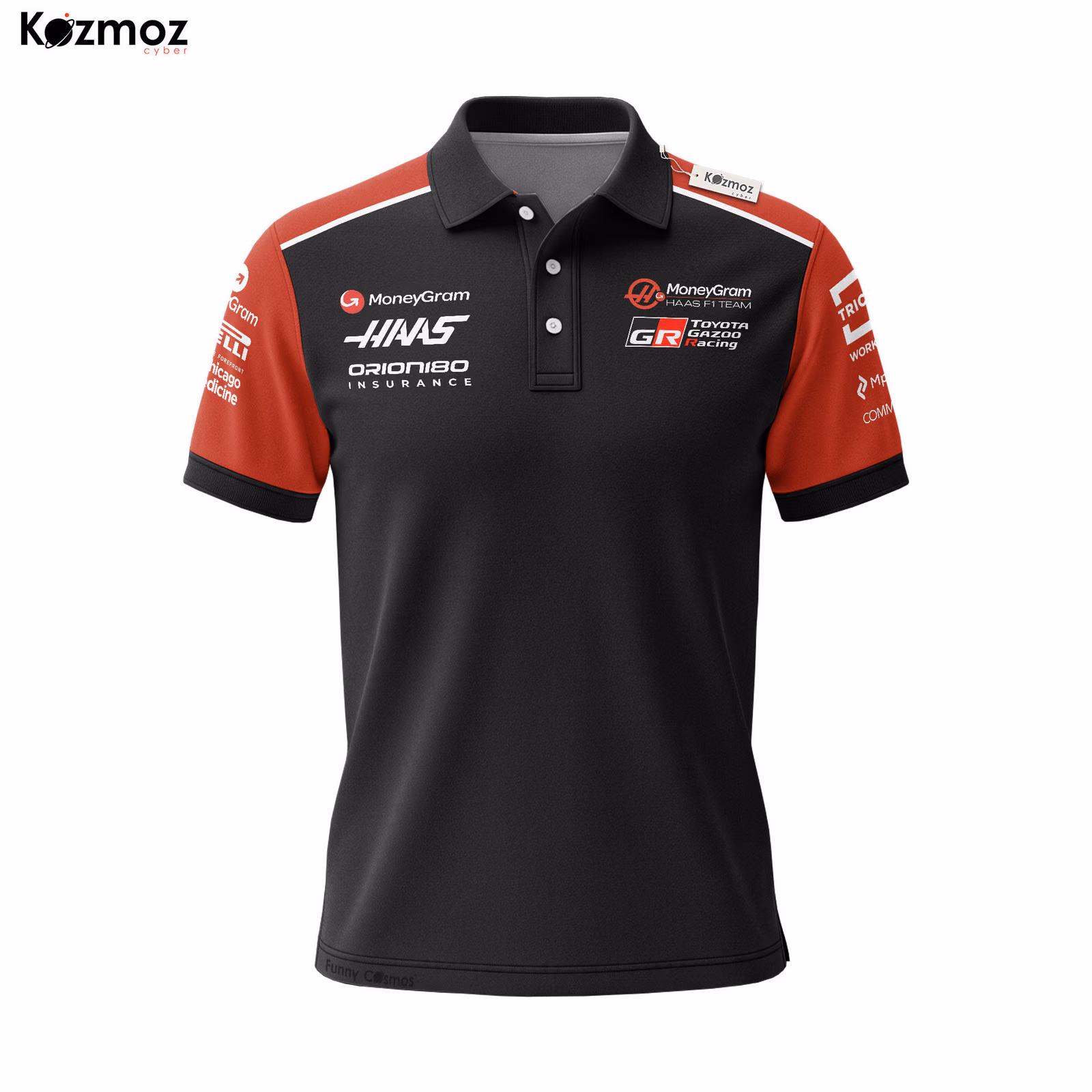 Alternative view of Haas x TG Racing Polo Shirt - Black Red Motorsport Team Tee