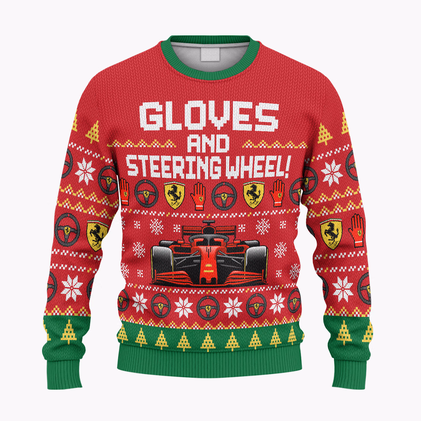 Alternative view of Kimi Raikkonen Ugly Christmas Sweater - SF “Gloves and Steering Wheel” Edition Racing Holiday Sweater