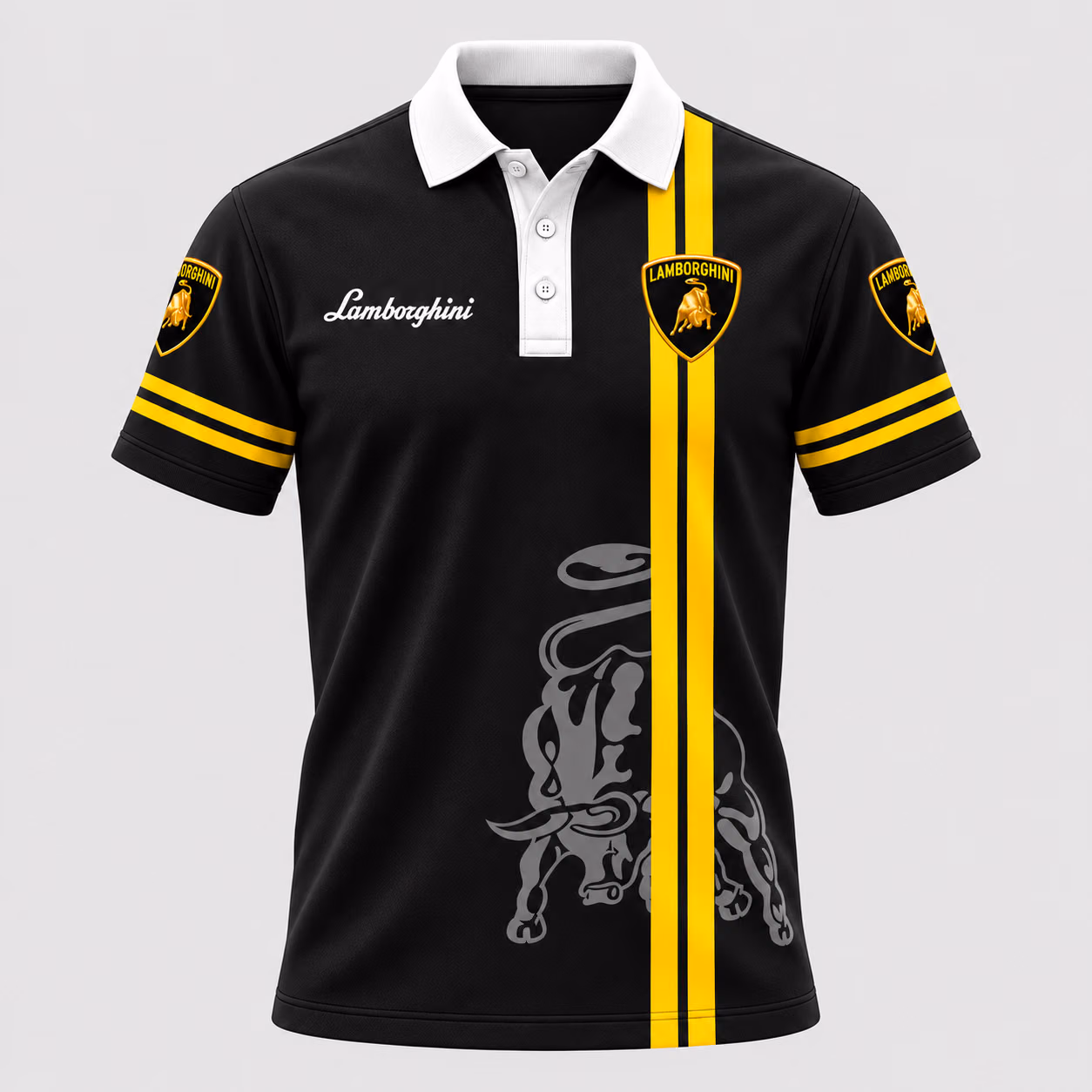 Alternative view of Lamborghini Raging Bull Black & Gold Edition - Custom Racing Polo Shirt