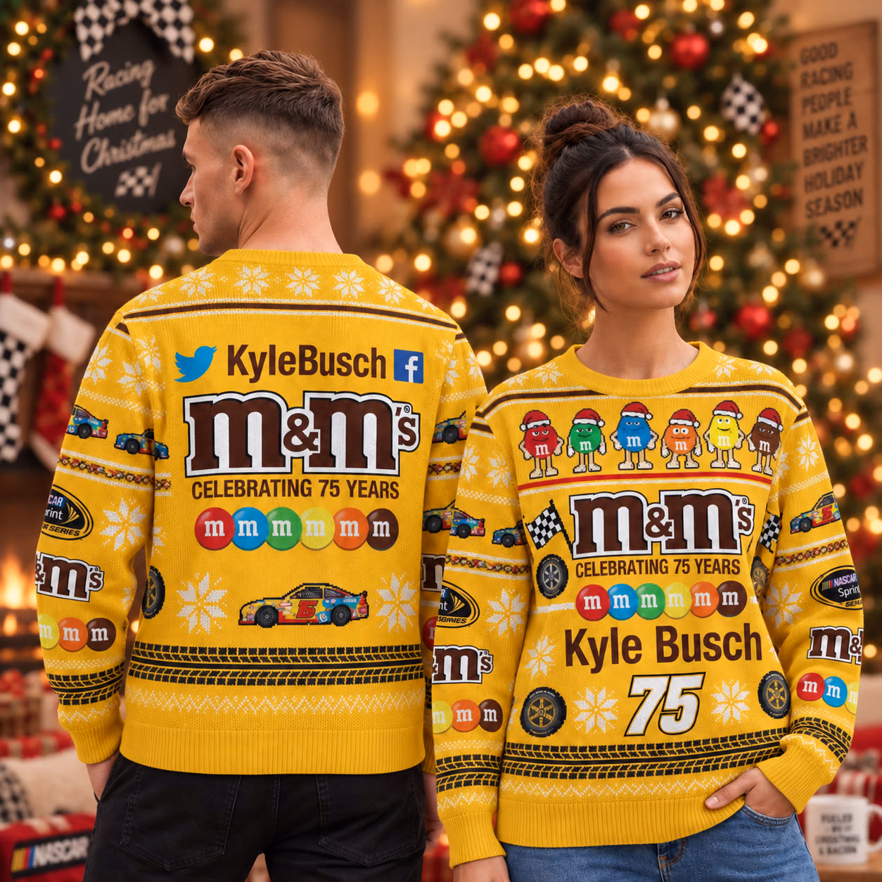 Kyle Busch Ugly Xmas Sweater & Race-Used 2015 - M&M's NASCAR Cup Series Racing Team