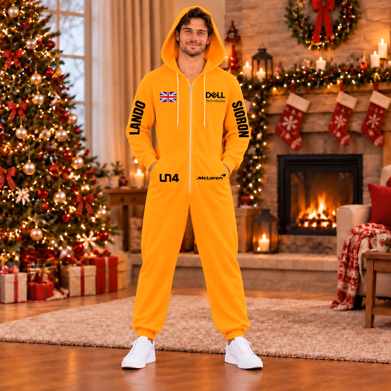 Alternative view of Last Lap Lando 2026 MCL Team Custom Racing Onesies Pajamas