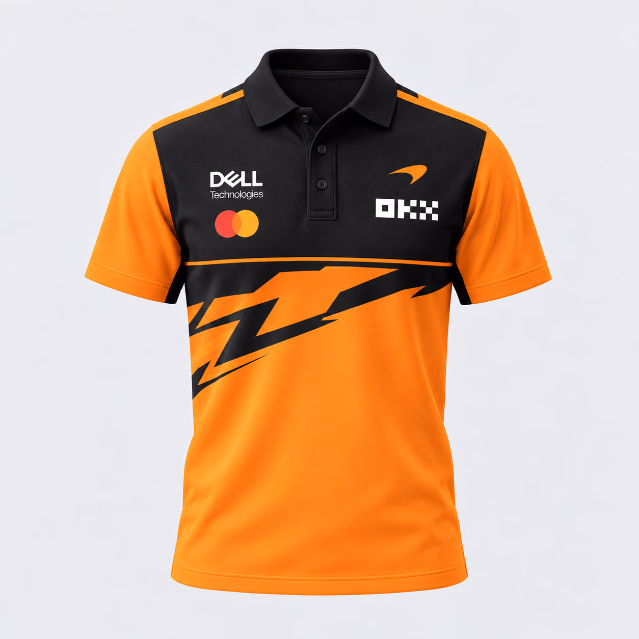 Alternative view of Last Lap Lando #4 Papaya Orange Team Custom Racing Polo Shirt