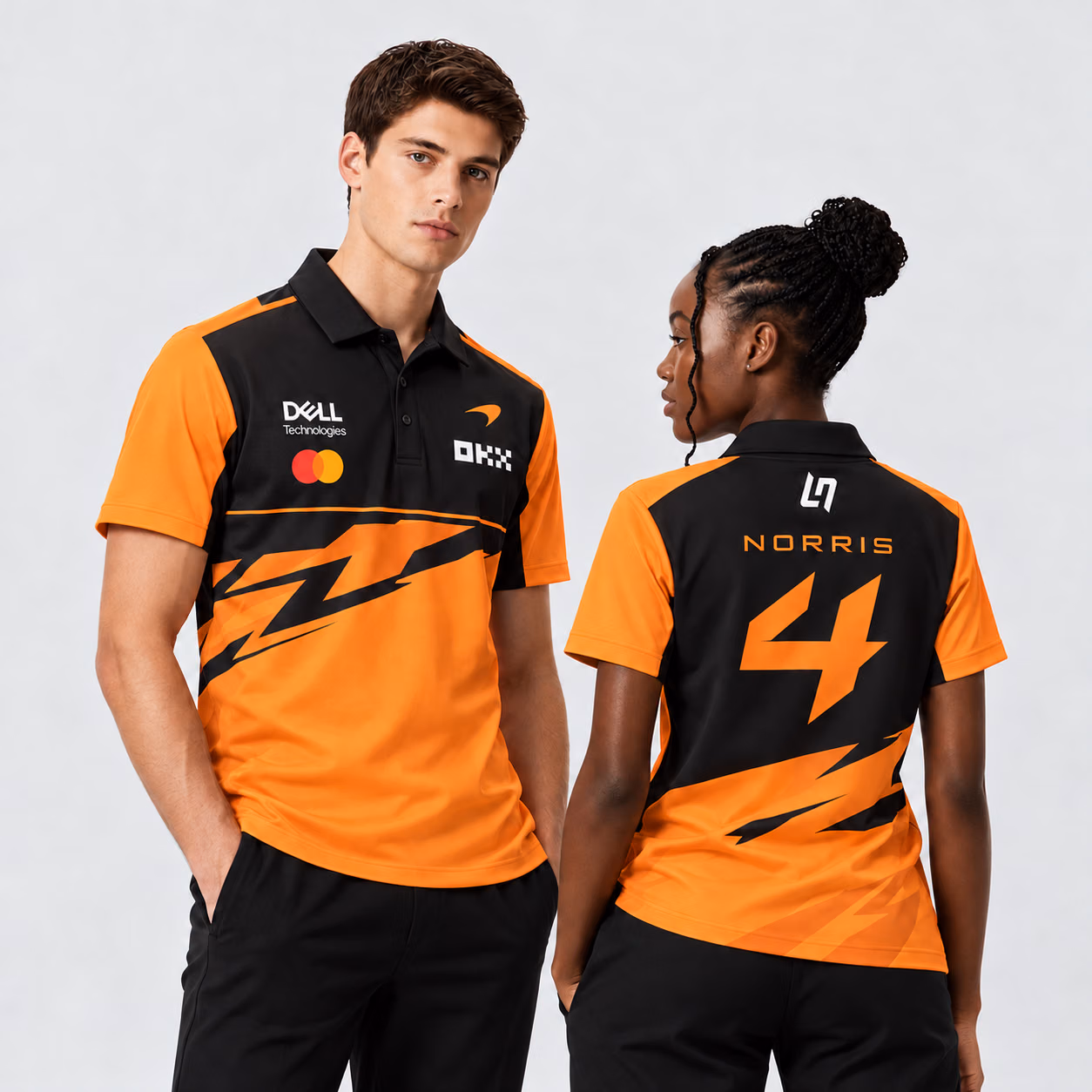 Last Lap Lando #4 Papaya Orange Team Custom Racing Polo Shirt
