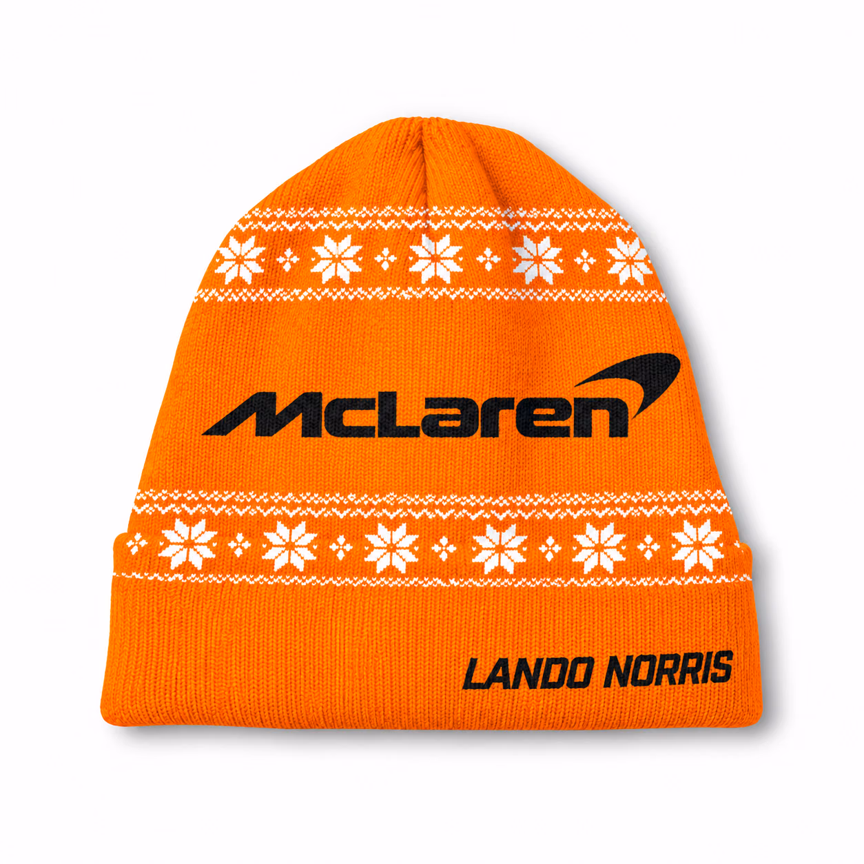 Alternative view of Last Lap Lando #4 Papaya Team Orange Winter Inspired Racing Beanie Hat