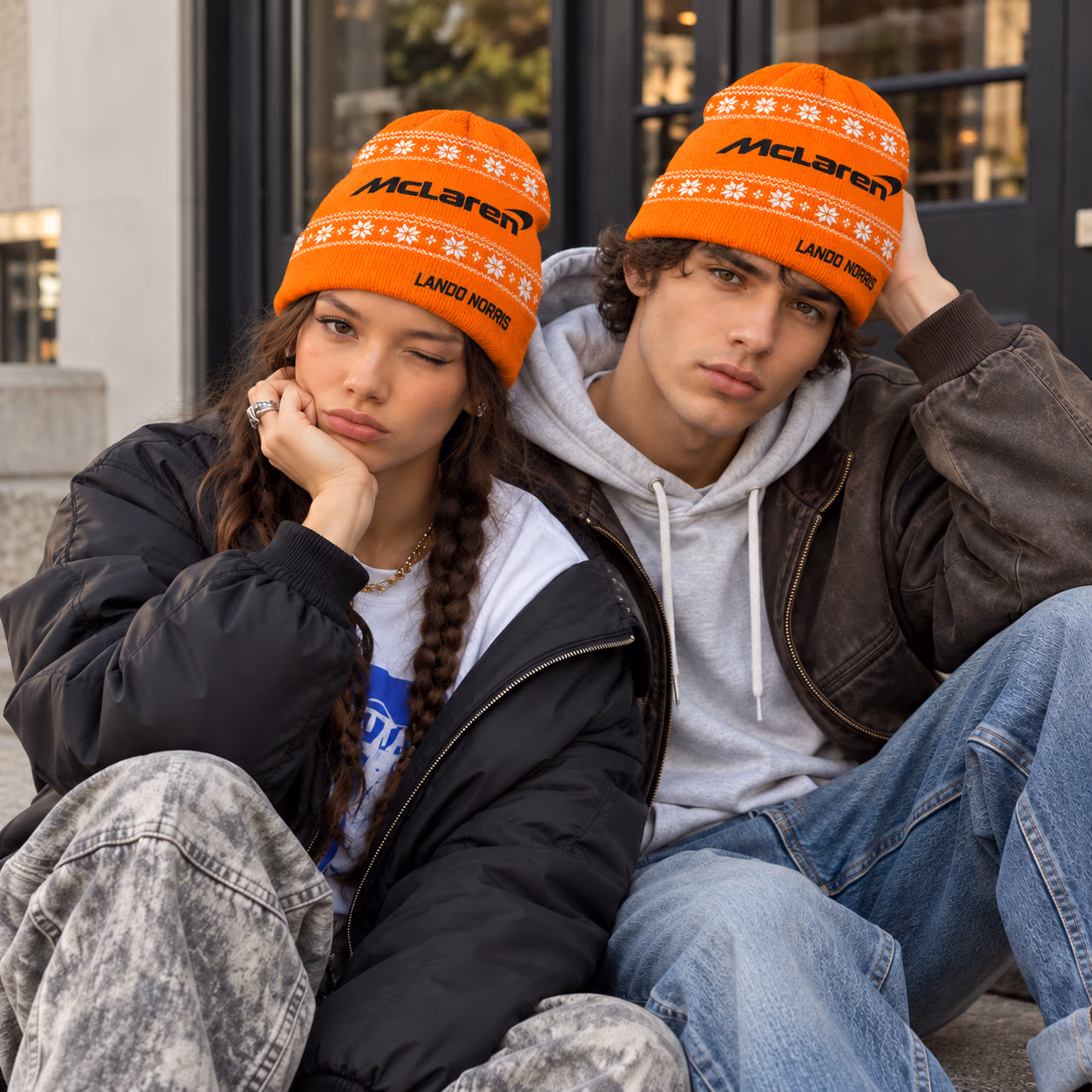 Last Lap Lando #4 Papaya Team Orange Winter Inspired Racing Beanie Hat