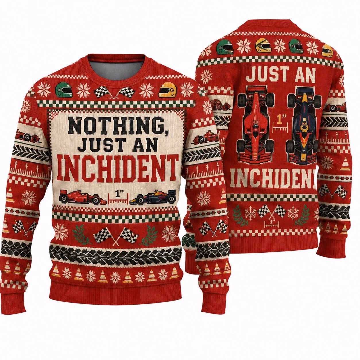 Lestappen "Nothing Just an Inchident" Racing meme Ugly Xmas Sweater